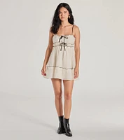 Cute Perfection Scoop Neck Bow Skater Dress