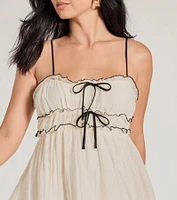 Cute Perfection Scoop Neck Bow Skater Dress