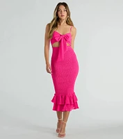 Bold Babe Cutout Ruffle Hem Chiffon Midi Dress
