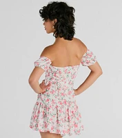 Profound Bloom Off-The-Shoulder Floral Skater Dress