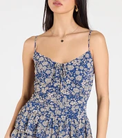 Sun And Blooms Floral Chiffon Skater Dress