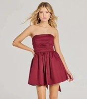 Harper Strapless Tie-Back Skater Party Dress