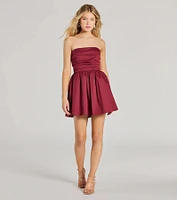 Harper Strapless Tie-Back Skater Party Dress