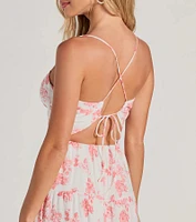 Charming Vibe Tie-Back Flowy Floral Woven Maxi Dress