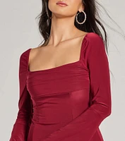 Pretty Style Bell Sleeve A-Line Mini Dress