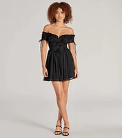Radiating Luxe Flocked Velvet Skater Dress
