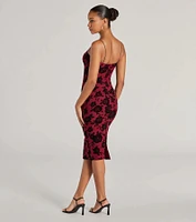 Irresistible Romance Rose Velvet Lace Midi Dress