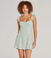Enchanting Impression Butterfly Lace-Up Skater Dress
