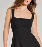 Flirtatious Style Lace-Up A-Line Crepe Mini Dress