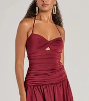 Flirty Flair Ruched Drop Waist Skater Dress