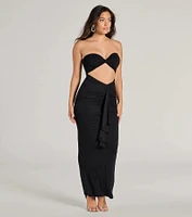 Perfect Always Strapless Cutout Ruffle Maxi Dress