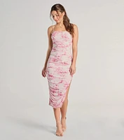 Blossom Style Mesh Floral Midi Dress