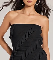 Sip Of Sultry Strapless Ruffle Mini Dress