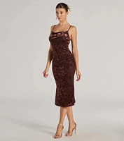 Oh-So-Chic Floral Velvet Burnout Midi Dress