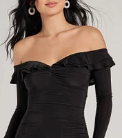 Charming Muse Off-The-Shoulder Ruffled Mini Dress