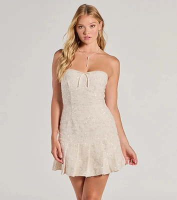 Charming Radiance Drop Waist Sequin Mini Dress