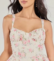 Stroll The Gardens Floral Corset Lace Skater Dress