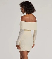 Trendy Textures Long Sleeve Mini Dress