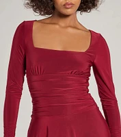 Forever Sweet Long Sleeve Drop Waist Skater Dress