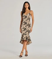 The Garden Floral Velvet Midi Dress