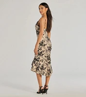 The Garden Floral Velvet Midi Dress