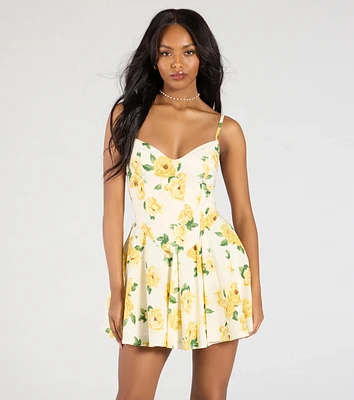 Kissed By Blooms Corset Skater Floral Dress