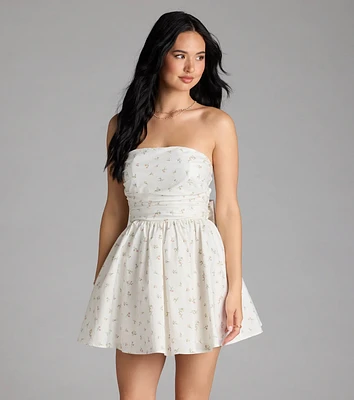 Loveliest Of Them All Bow Floral Skater Dress