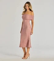 Effortless Romance Lace Off-The-Shoulder Midi Dress