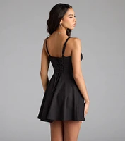 Bold New Look Corset Lace-Up Linen Skater Dress