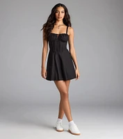 Bold New Look Corset Lace-Up Linen Skater Dress