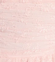Lovely Nights Strapless Lace Ruffle Skater Dress
