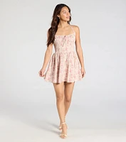 Twirling Beauty Halter Floral Skater Dress