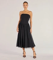 Stylish Moment Drop Waist A-Line Midi Dress