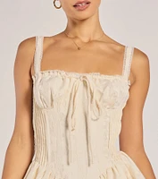 Flirt It Up Floral Jacquard Satin Corset Skater Dress