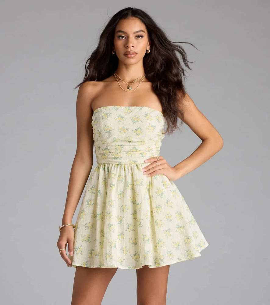 Sunny Chic Floral Strapless Skater Dress
