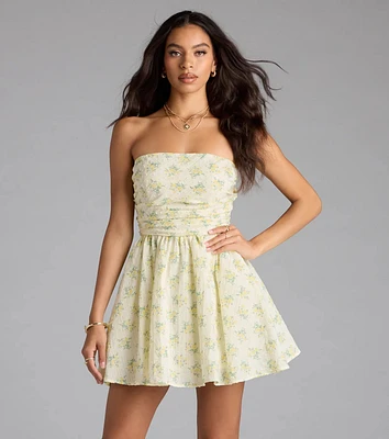 Sunny Chic Floral Strapless Skater Dress