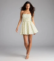 Sunny Chic Floral Strapless Skater Dress