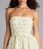 Sunny Chic Floral Strapless Skater Dress