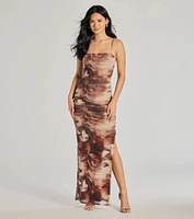 Ravishing Florals High-Slit Ruched Maxi Dress