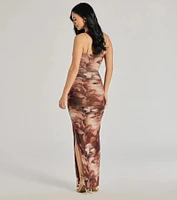 Ravishing Florals High-Slit Ruched Maxi Dress