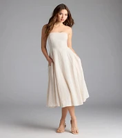 Love's A Picnic Strapless Gingham A-Line Midi Dress
