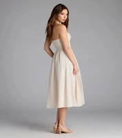 Love's A Picnic Strapless Gingham A-Line Midi Dress