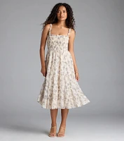 Effortless Love Ruffled Floral Chiffon Midi Dress