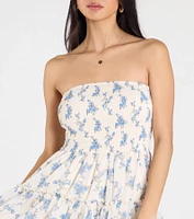 Sweet As Honey Strapless Floral Skater Dress