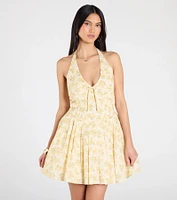 Dressing For Sunshine Halter Floral Skater Dress