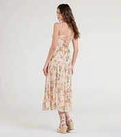 Delightful Directions V-Neck Floral Ruffled Midi Dress