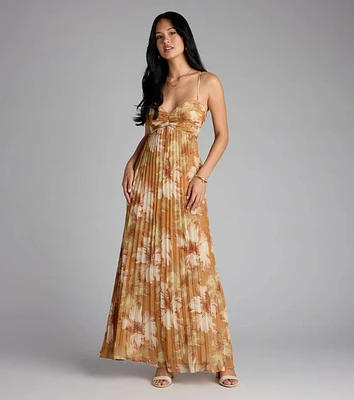 Effortless Enchantment Floral Pleated Maxi Dress
