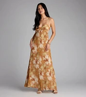 Effortless Enchantment Floral Pleated Maxi Dress