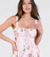 Tea Time Corset Lace-Up Floral Skater Dress