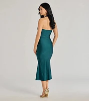 Radiantly Flawless Halter Mermaid Midi Dress